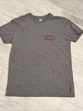 Billabong Short Sleeve Tee in Heather Gray with Red Logo